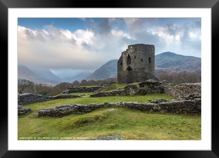Dolbadarn Castle ruins overlooking Padarn Lake Framed Mounted Print by Jim Monk