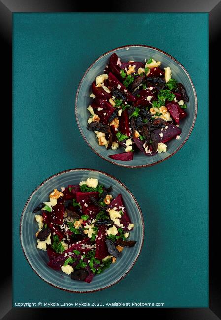 Beetroot salad with wallnuts and cheese. Framed Print by Mykola Lunov Mykola