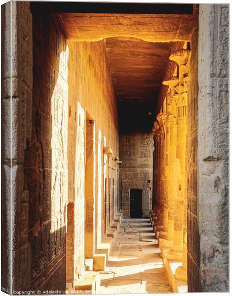The Golden Corridor at Philae Temple Canvas Print by Adelaide Lin