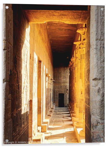 The Golden Corridor at Philae Temple Acrylic by Adelaide Lin