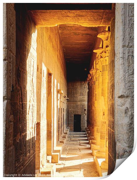 The Golden Corridor at Philae Temple Print by Adelaide Lin