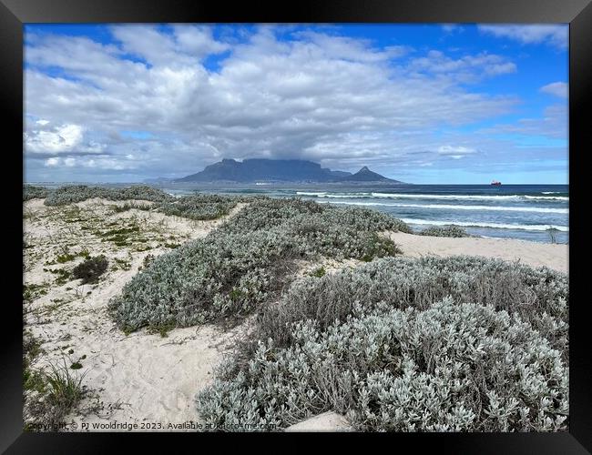 Table Mountain from Bloubergstrand Framed Print by PT Ridge