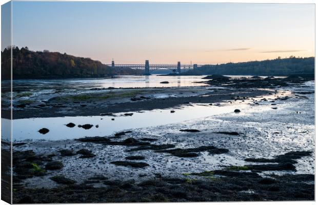 Dusk on the Menai Strait, Anglesey Canvas Print by Andrew Kearton