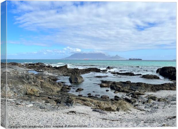 Table Mountain from Bloubergstrand At the Rocks Canvas Print by PT Ridge