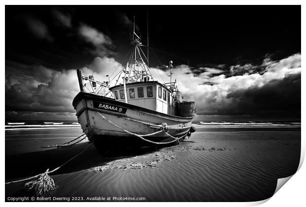 Beached Trawler Print by Robert Deering