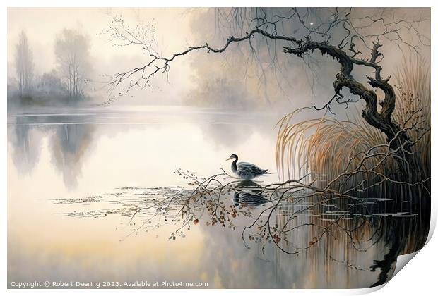 Misty Morning Duck Print by Robert Deering