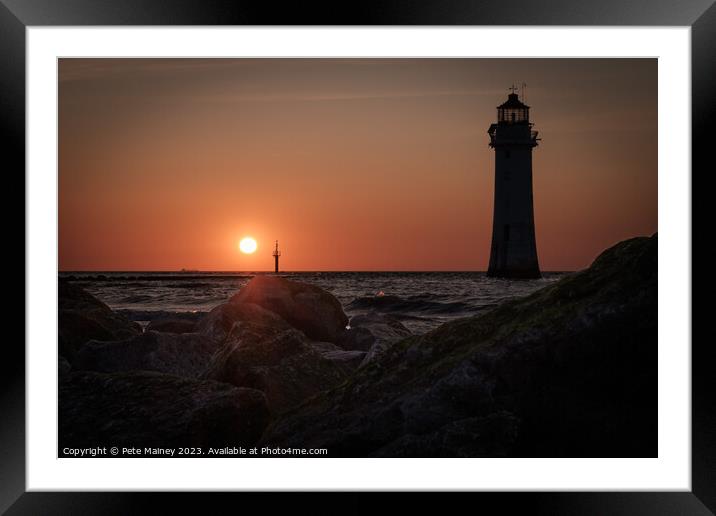 Sunset at Perch Rock Framed Mounted Print by Pete Mainey