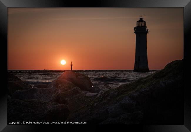 Sunset at Perch Rock Framed Print by Pete Mainey