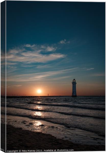 Perch Rock Sunset Canvas Print by Pete Mainey