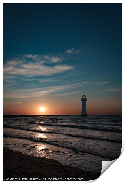 Perch Rock Sunset Print by Pete Mainey