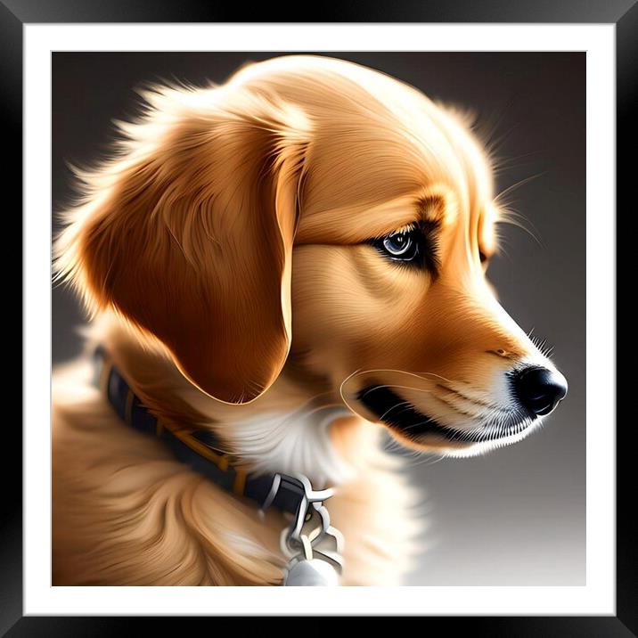 Golden retriever puppy. Framed Mounted Print by Luigi Petro
