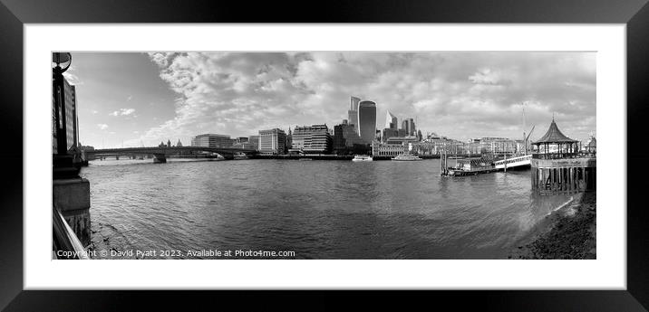 River Thames And City Life Panorama Framed Mounted Print by David Pyatt