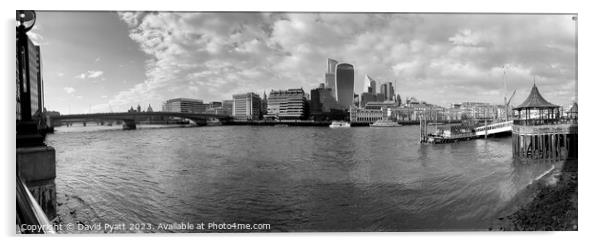 River Thames And City Life Panorama Acrylic by David Pyatt