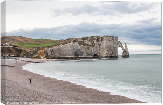 Captivating Etretat: Normandy's Geological Masterp Canvas Print by Holly Burgess