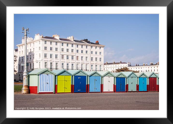 Brighton's Vibrant Waterfront: Chalets and Sea Vie Framed Mounted Print by Holly Burgess