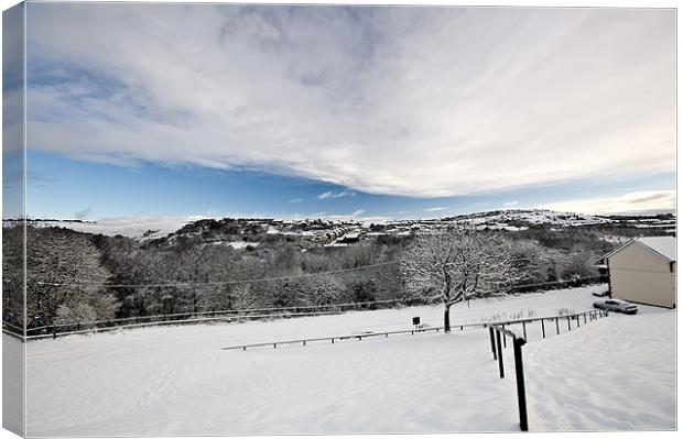 Snow over the Rhymney Valley Canvas Print by Steve Purnell