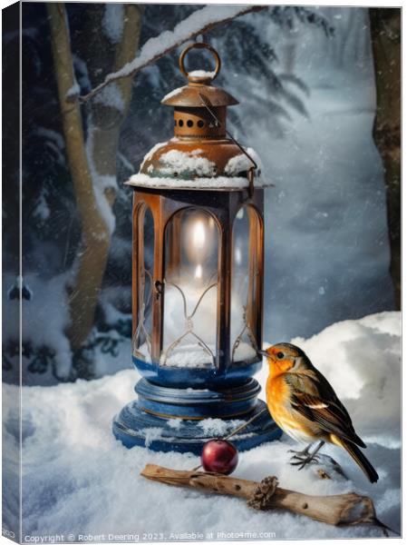 Christmas Robin Canvas Print by Robert Deering