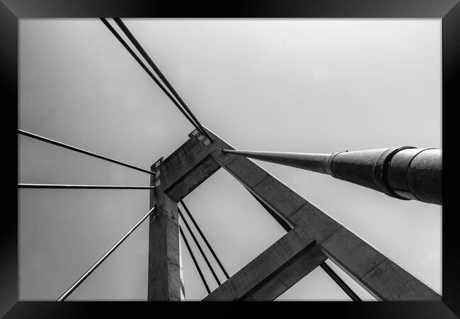 Suspension Bridge - Mono Framed Print by Glen Allen