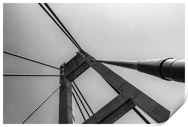 Suspension Bridge - Mono Print by Glen Allen