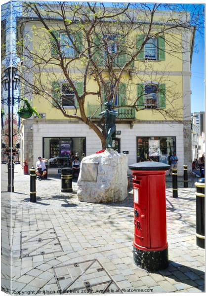 Gibraltar Post Box Canvas Print by Alison Chambers
