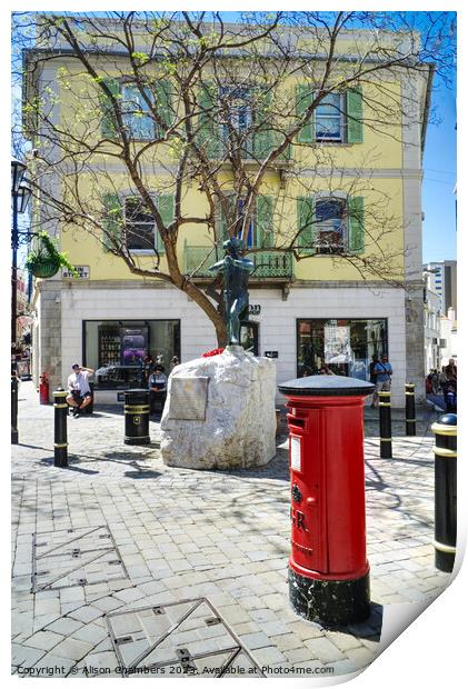 Gibraltar Post Box Print by Alison Chambers