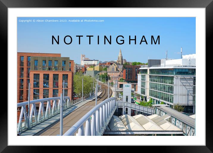 Nottingham Cityscape Framed Mounted Print by Alison Chambers