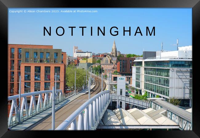 Nottingham Cityscape Framed Print by Alison Chambers
