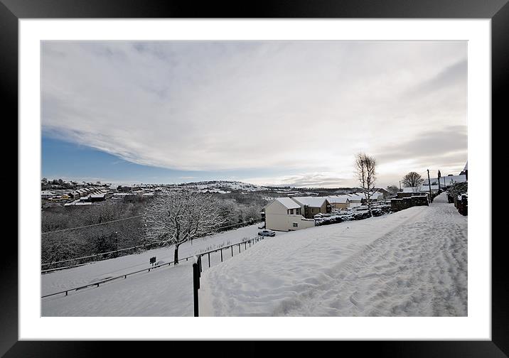 Snow over the Rhymney Valley Framed Mounted Print by Steve Purnell
