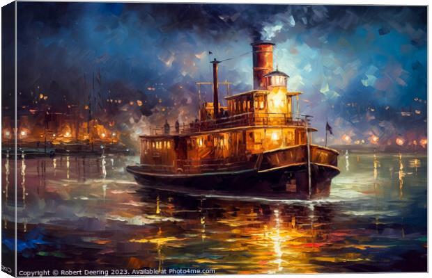 New York Harbor Steam Tug Boat Canvas Print by Robert Deering