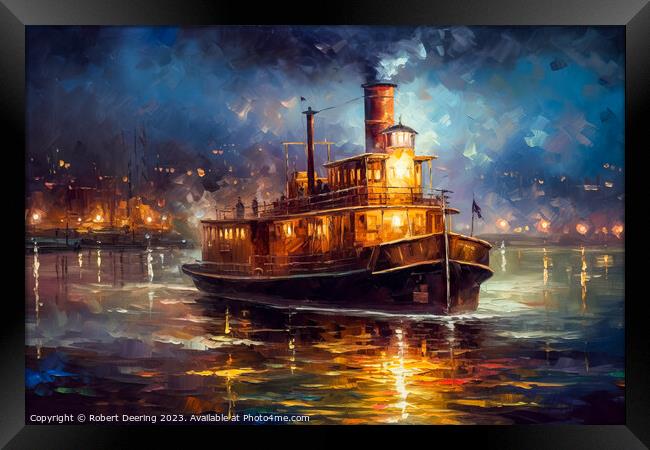 New York Harbor Steam Tug Boat Framed Print by Robert Deering