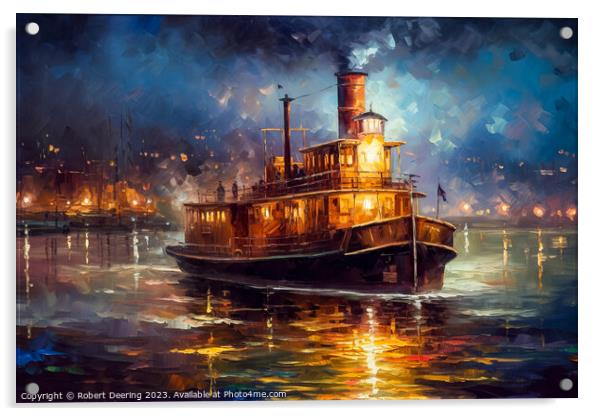 New York Harbor Steam Tug Boat Acrylic by Robert Deering