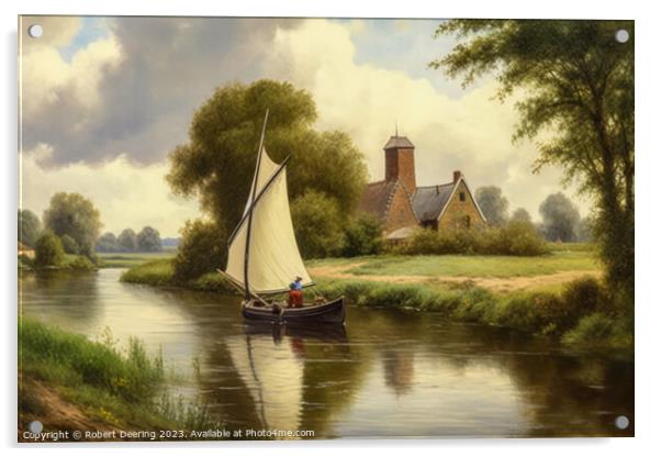 Sailing Boat on Norfolk River Acrylic by Robert Deering