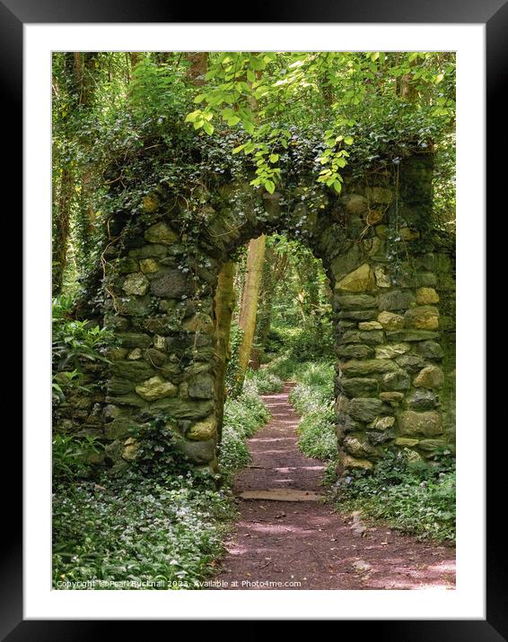 Woodland Path Through a Stone Arch Framed Mounted Print by Pearl Bucknall