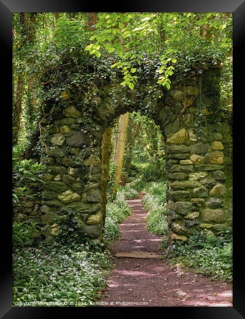 Woodland Path Through a Stone Arch Framed Print by Pearl Bucknall