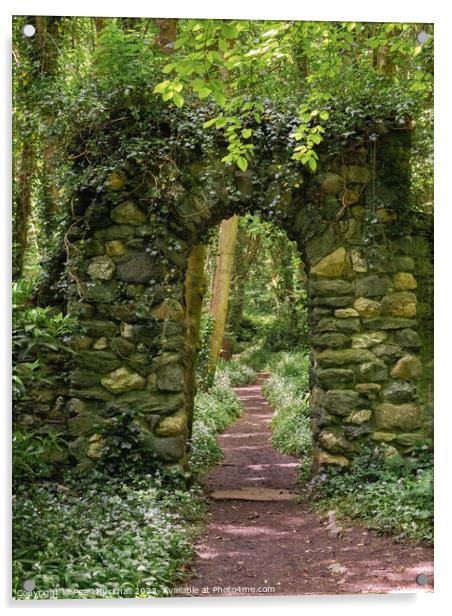 Woodland Path Through a Stone Arch Acrylic by Pearl Bucknall