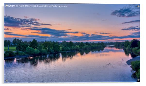 Sunset on the River Tay at Perth Acrylic by Navin Mistry