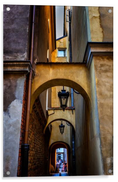 Narrow Passage in Old Town of Warsaw in Poland Acrylic by Artur Bogacki