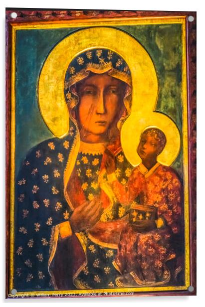 Copy Black Madonna Virgin Mary Icon Jasna Gora Poland Acrylic by William Perry