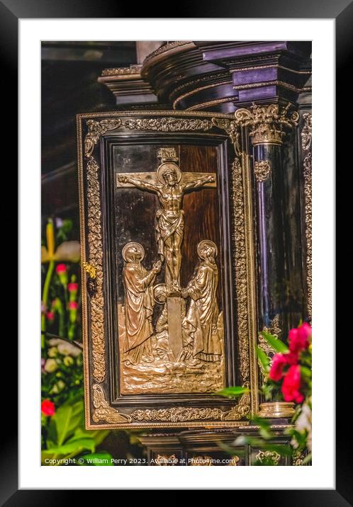 Golden Crucifixion Scene Black Madonna Shrine Jasna Gora Poland Framed Mounted Print by William Perry