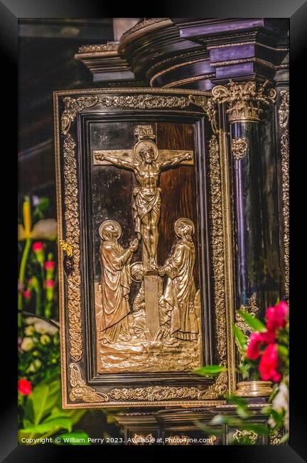 Golden Crucifixion Scene Black Madonna Shrine Jasna Gora Poland Framed Print by William Perry