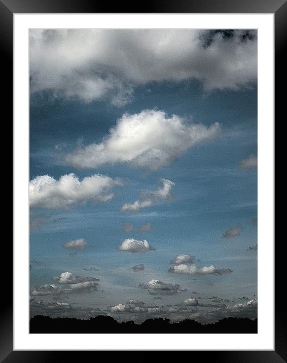 white fluffy clouds Framed Mounted Print by Heather Newton