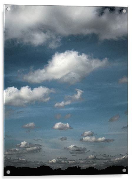 white fluffy clouds Acrylic by Heather Newton