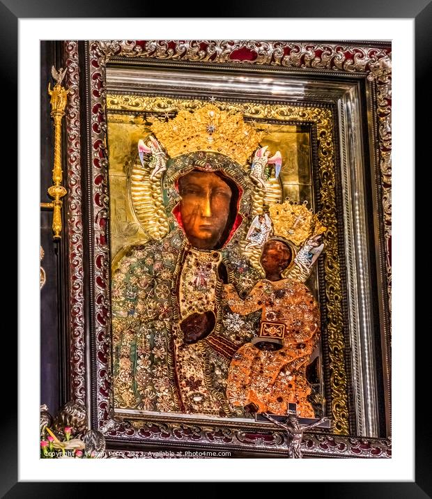 Real Black Madonna Virgin Mary Icon Jasna Gora Poland Framed Mounted Print by William Perry