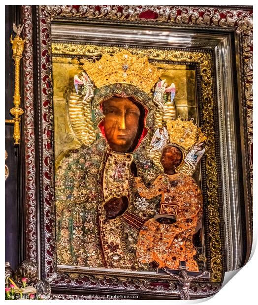 Real Black Madonna Virgin Mary Icon Jasna Gora Poland Print by William Perry