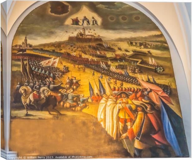 Fresco Attack Black Madonna Jasna Gora Monastery Poland Canvas Print by William Perry