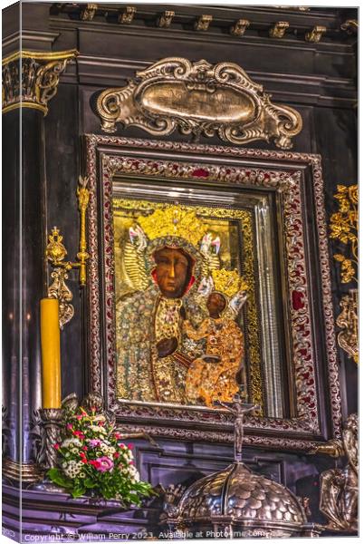 Real Black Madonna Virgin Mary Icon Jasna Gora Poland Canvas Print by William Perry