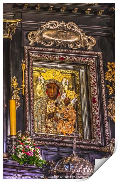 Real Black Madonna Virgin Mary Icon Jasna Gora Poland Print by William Perry