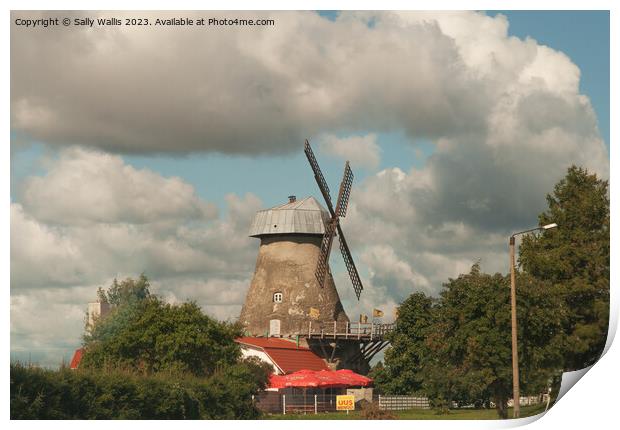 A Windmill beside the Highway Print by Sally Wallis