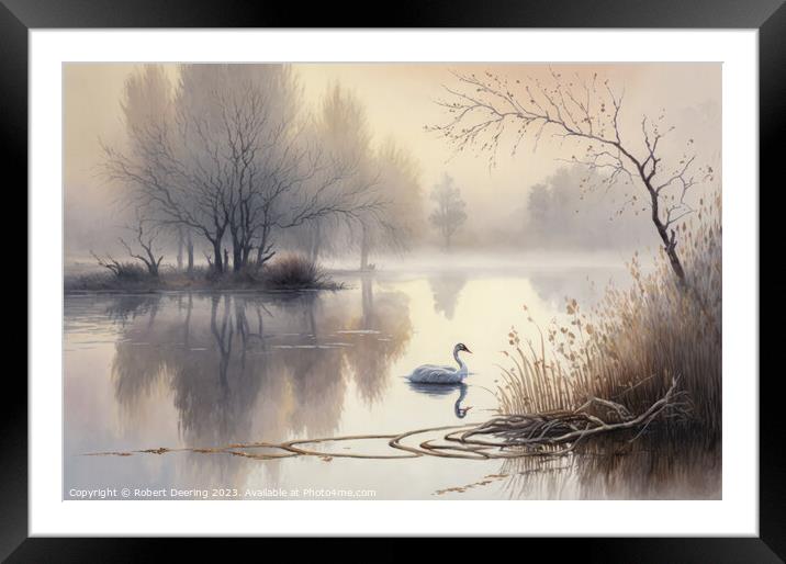 Swan Lake Framed Mounted Print by Robert Deering
