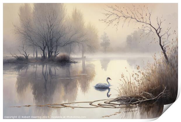 Swan Lake Print by Robert Deering